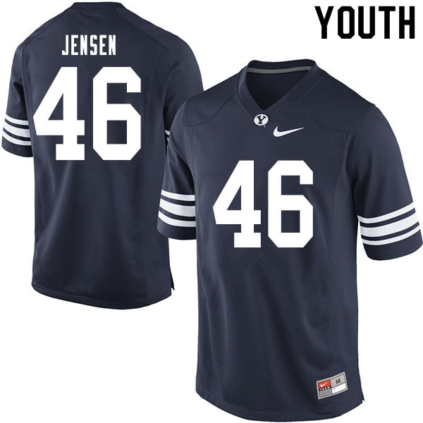 Youth #46 Drew Jensen BYU Cougars College Football Jerseys Sale-Navy